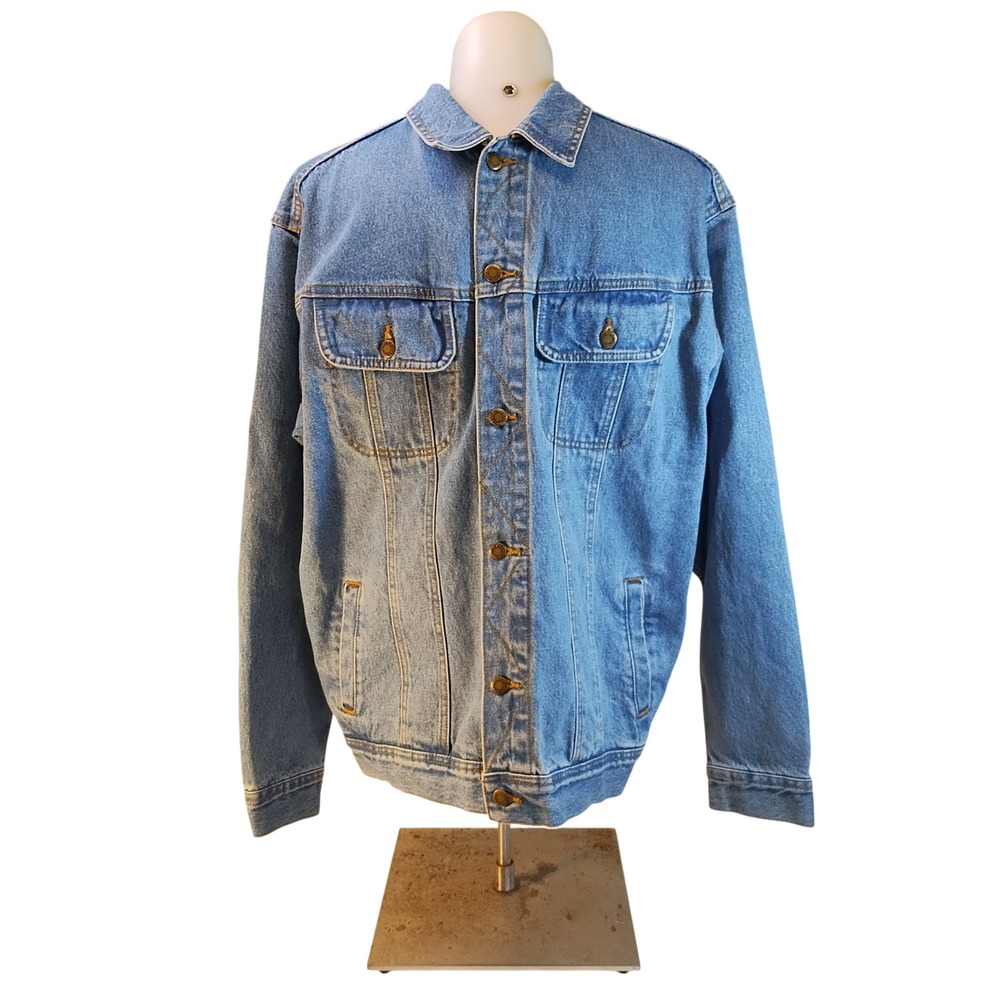 Wrangler Rugged Wear Denim Trucker Jacket Cowboy Workwear Western Mens XLT Blue